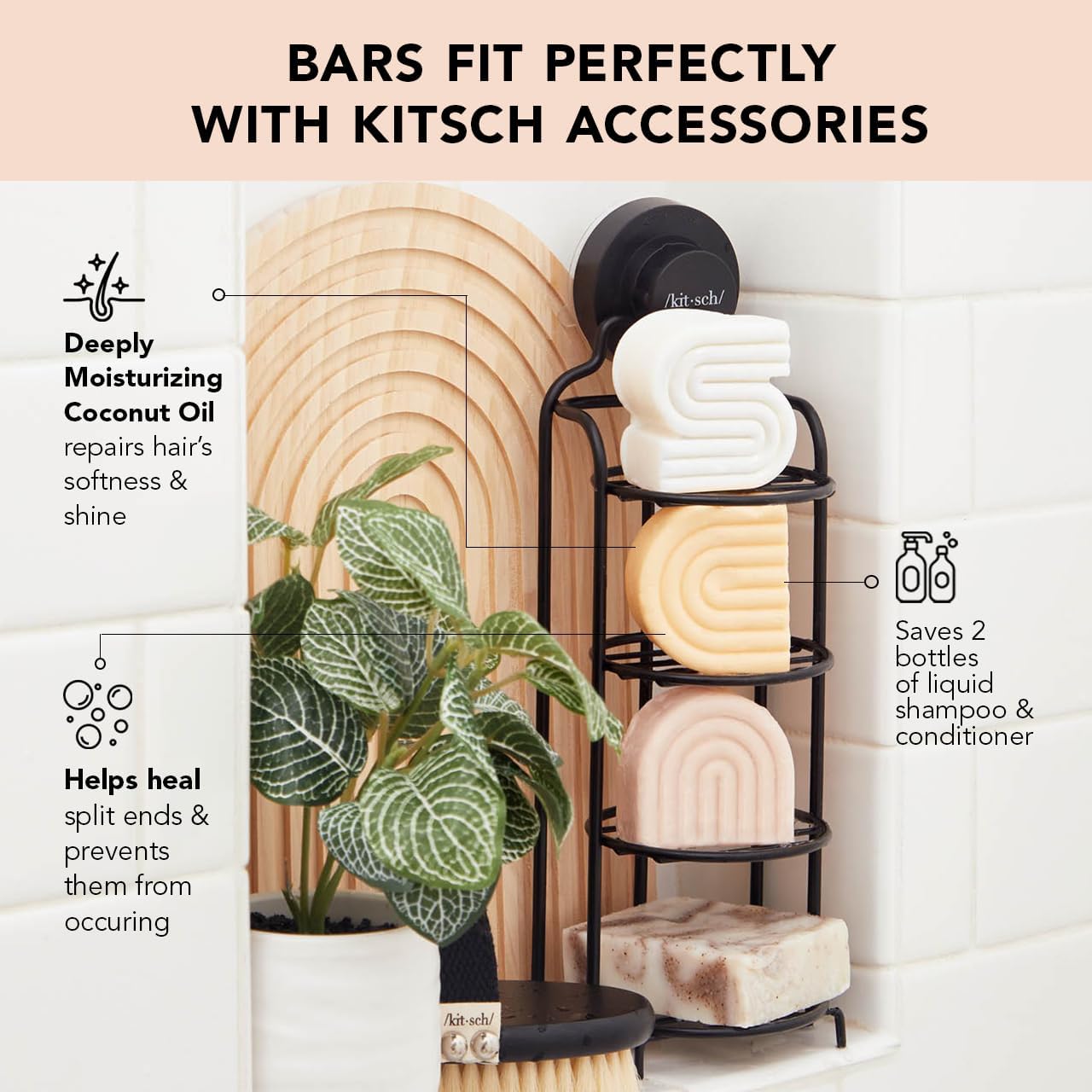 Kitsch Tea Tree Solid Shampoo & Coconut Oil Conditioner Bar, Shampoo and Conditioner Set for Clarifying Grease & Deep Moisturizing, Natural Organic, Paraben & Sulfate Free - 2 pack